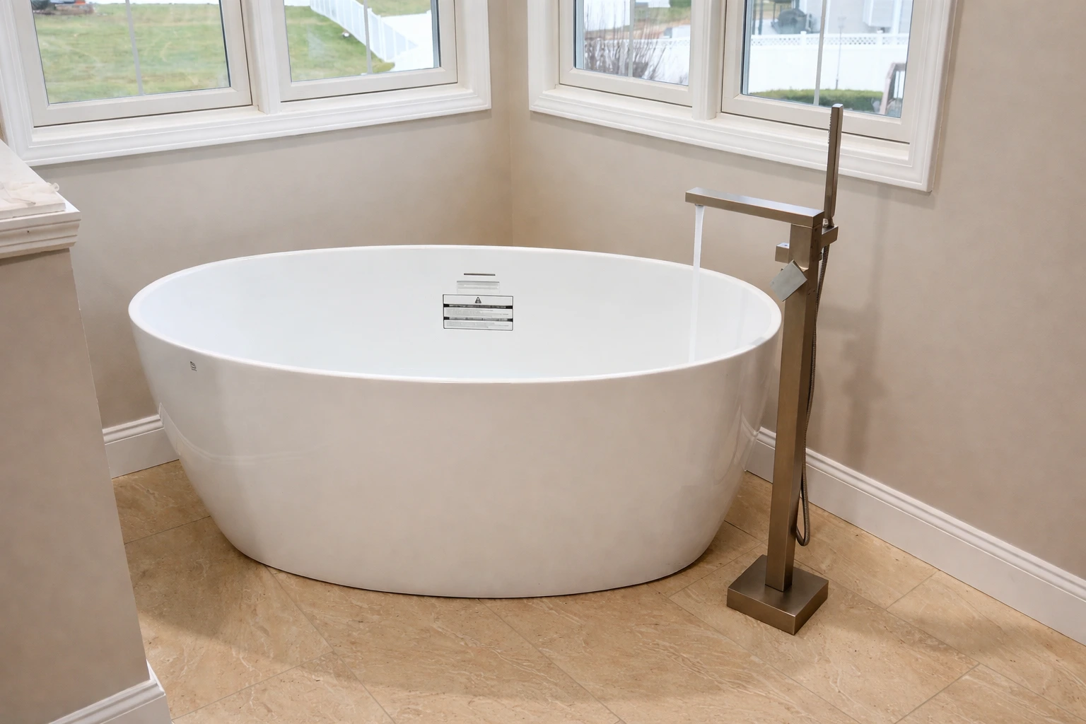 Luxury bathtub faucet detail in a Manalapan Township NJ bathroom remodel