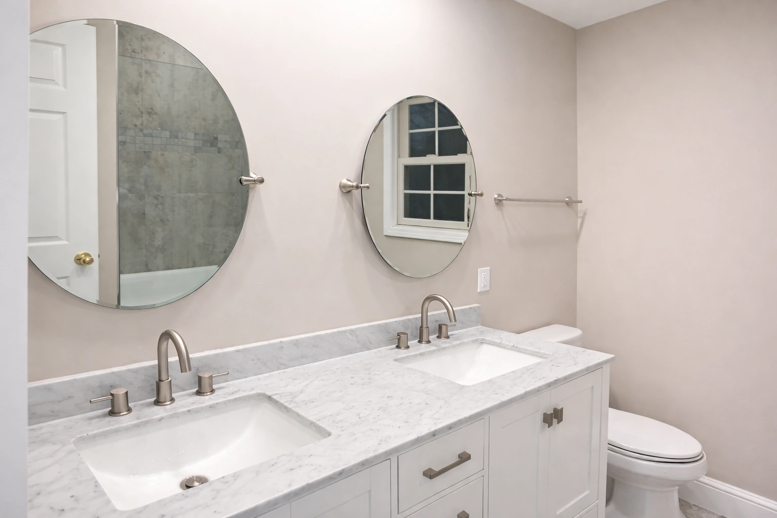 Custom vanity and toilet layout in a Manalapan Township NJ bathroom remodel