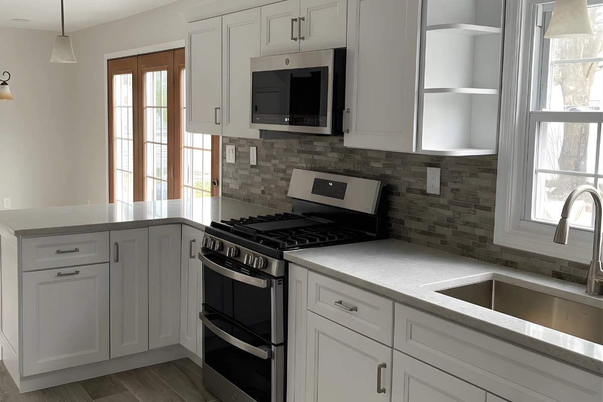 White shaker cabinets in a Matawan NJ kitchen remodel