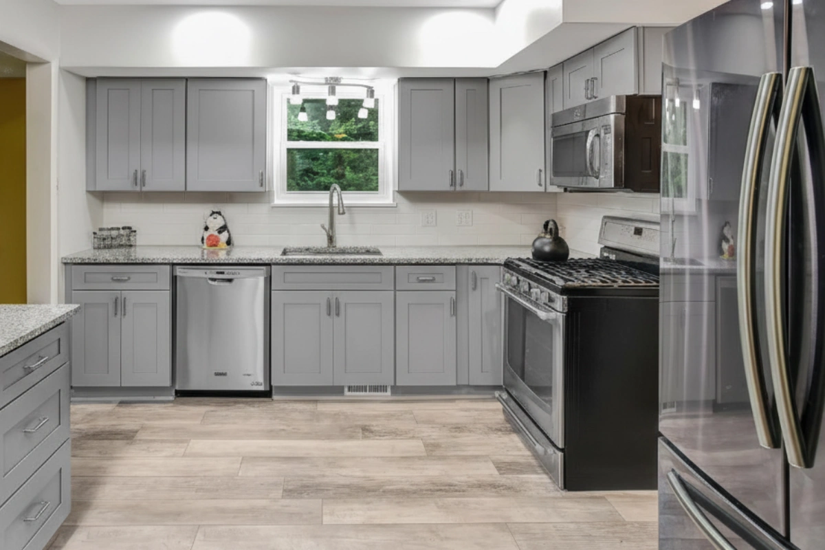 Modern gray shaker kitchen remodel in Matawan, Monmouth County NJ