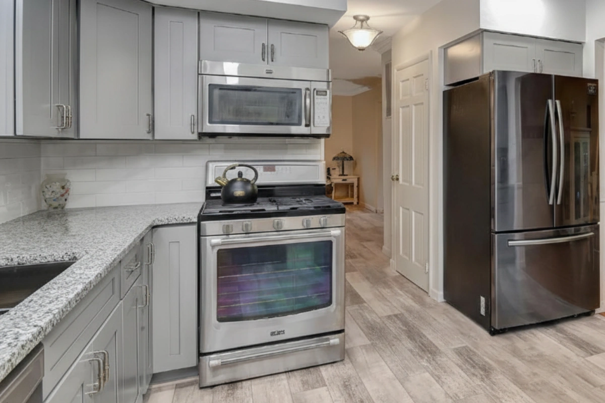 Modern grey kitchen remodel in Matawan NJ by Gold Standard Bathrooms
