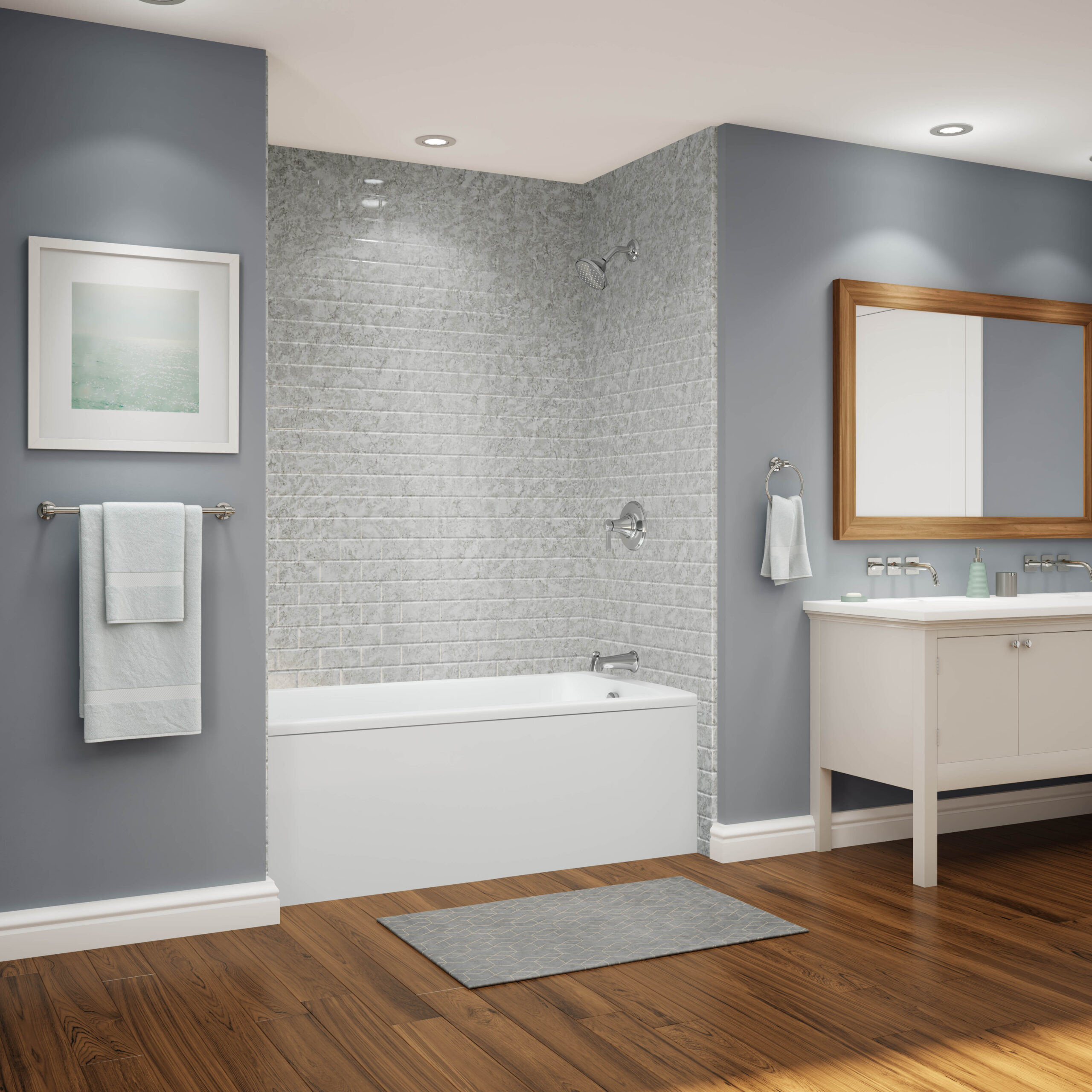 modern bathroom remodel with upgraded tub area inspiration